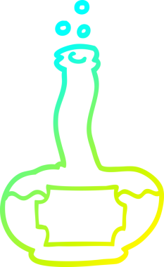 Bir insan tarafından çizilmiş eski bir rom şişesinin soğuk gradyan çizimi