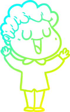 Bir insan tarafından çizilmiş gülen bir çizgi film karakterinin soğuk gradyan çizgisi.