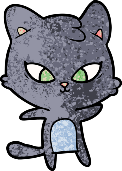 Bir insan tarafından çizilmiş sevimli çizgi film kedisi.