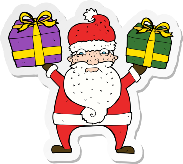 Çizgi film çıkartması Noel Baba 'yı bir insan tarafından çizilmiş.