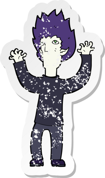 Bir insan tarafından çizilmiş bir vampir çizgi filminin gerilimli yapıştırması.