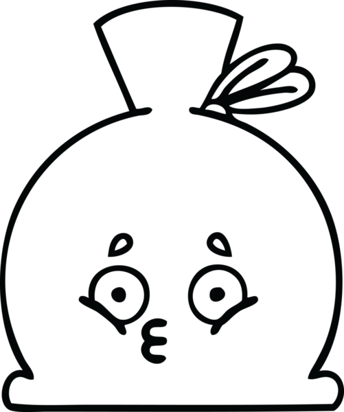 Bir insan tarafından çizilmiş çuval karikatürü.