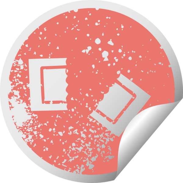 Bir insan tarafından çizilmiş sinema biletinin sıkıntılı, dairesel soyma etiketi.