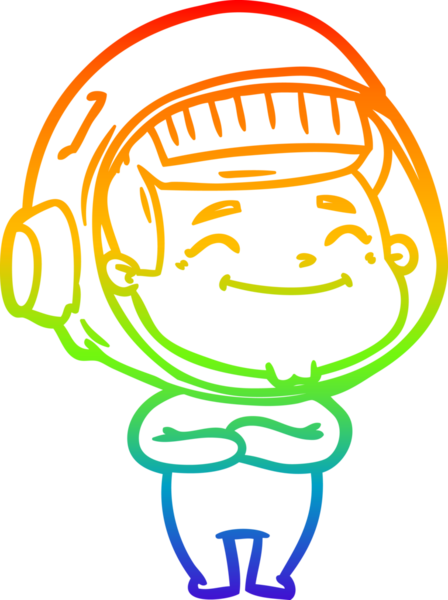 gökkuşağı gradyan çizimi mutlu bir çizgi astronot çizimi bir insan tarafından çizildi