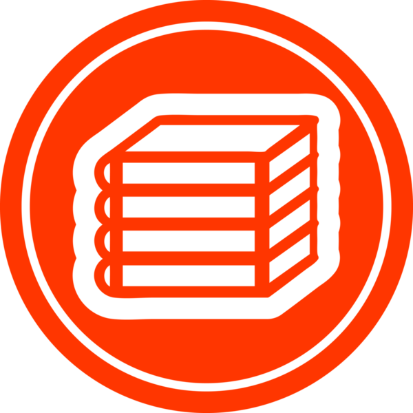 Bir insan tarafından çizilmiş bir yığın kitap dairesel simgesi