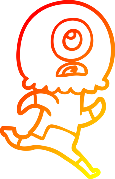 Bir insan tarafından çizilen sıcak çizgi çizimi Kiklops uzaylı uzay adamı