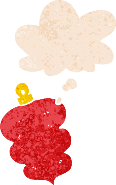 Düşünce baloncuğu ve grunge ile bezenmiş sıkıntılı retro stili bir insan tarafından çizilmiş karikatür noeli.