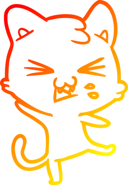 Bir insan tarafından çizilmiş çizgi film kedisinin sıcak çizgi çizimi