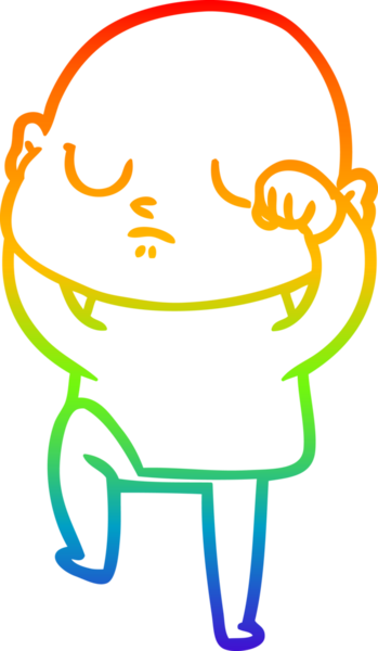 Gökkuşağı gradyan çizgisi bir insan tarafından çizilmiş kel bir adamın çizimi