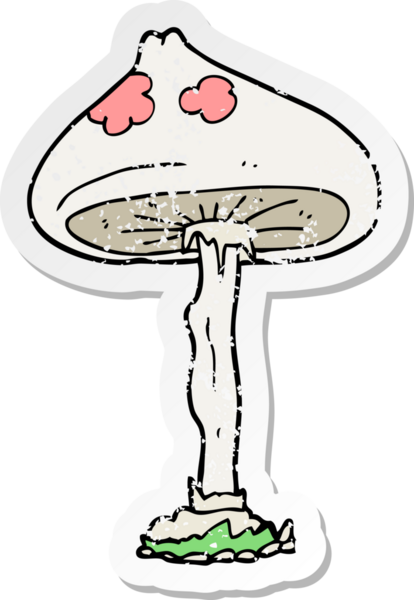 Bir insan tarafından çizilmiş karikatür mantarının gerilmiş yapıştırması.
