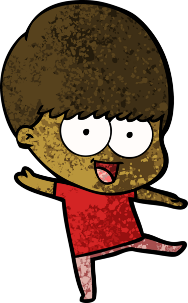 Bir insan tarafından çizilmiş mutlu çizgi film çocuğu.