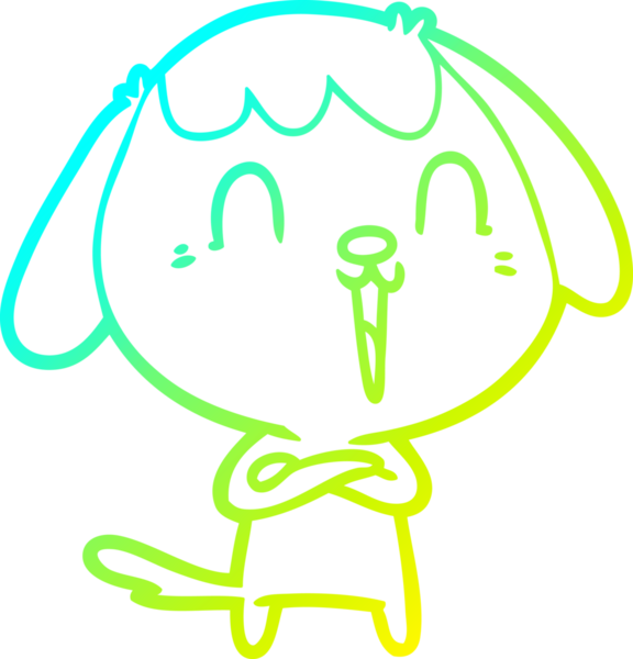 Bir insan tarafından çizilmiş şirin bir çizgi köpeğin soğuk gradyan çizgisi.