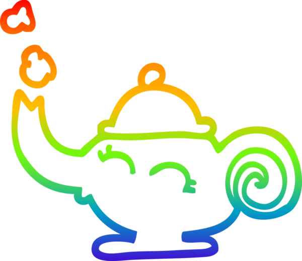 Gökkuşağı gradyan çizgi çizimi Bir insan tarafından çizilmiş sihirli lamba