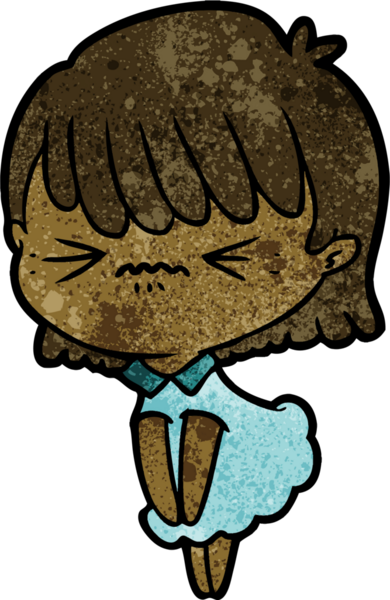 Bir insan tarafından çizilmiş kızgın çizgi film kızı.