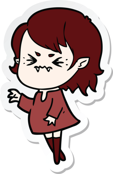 Bir insan tarafından çizilmiş kızgın bir vampir kızın çıkartması.