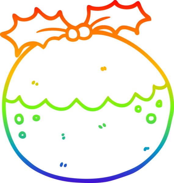 gökkuşağı gradyanı çizimi bir insan tarafından çizilmiş bir çizgi noel pudingi.