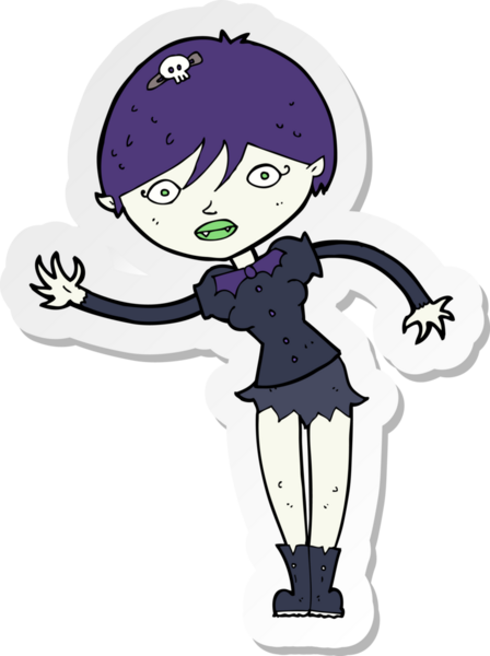 Bir insan tarafından çizilmiş vampir bir kızın çıkartması.