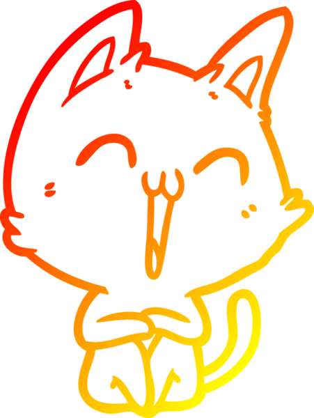 Bir insan tarafından çizilmiş mutlu çizgi film kedisinin sıcak çizgi çizgisi.
