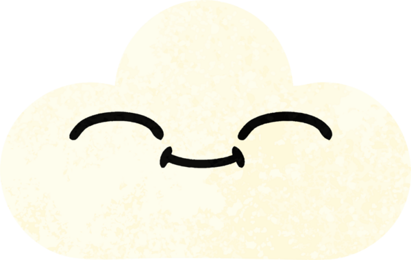 Bir insan tarafından çizilmiş beyaz bir bulutun retro çizim tarzı karikatürü