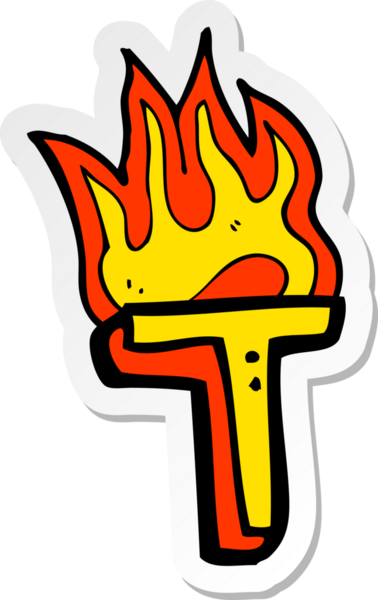 Bir insan tarafından çizilmiş yanan bir karikatür çıkartması.