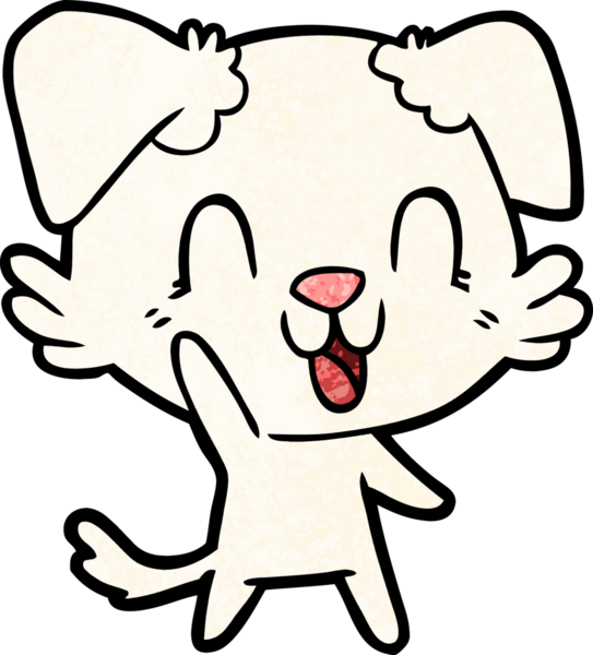 Bir insan tarafından çizilmiş gülen çizgi film köpeği.