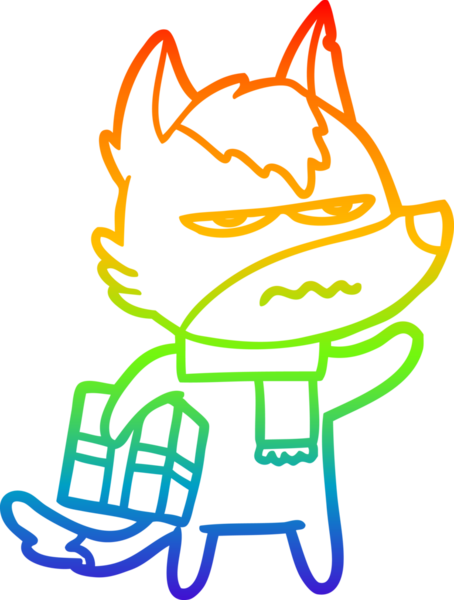 Gökkuşağı gradyan çizgi çizimi Bir insan tarafından çizilmiş rahatsız kurt