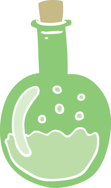 Bir insan tarafından çizilmiş düz renkli çizgi film iksiri