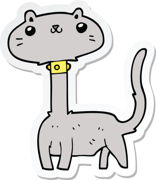 Bir insan tarafından çizilmiş çizgi film kedisinin çıkartması.