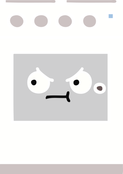 Bir insan tarafından çizilmiş mutfak fırınının düz renkli retro karikatürü