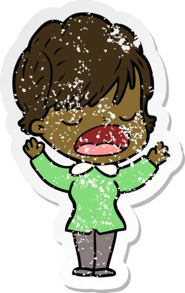 Bir insan tarafından çizilmiş karikatür kadının sıkıntılı çıkartması.