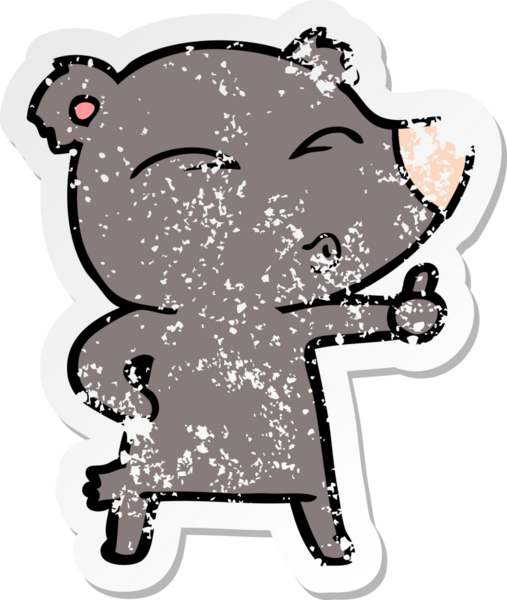 Bir insan tarafından çizilmiş ıslık çalan bir ayının sıkıntılı çıkartması.