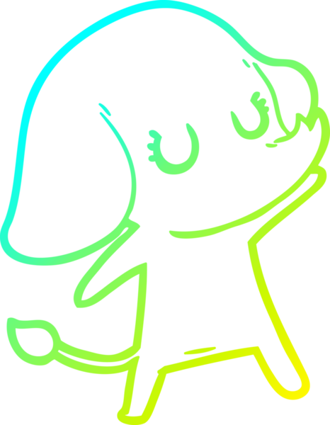 Bir insan tarafından çizilmiş şirin bir filin soğuk gradyan çizgisi