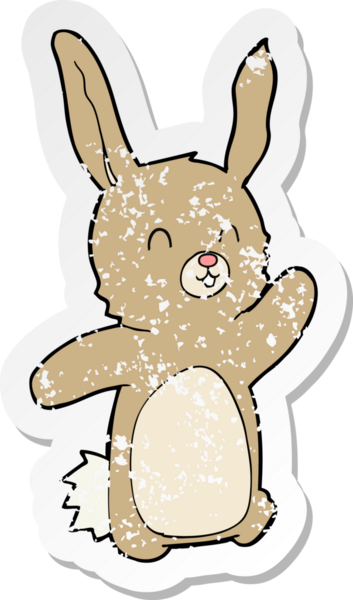 Bir insan tarafından çizilmiş mutlu tavşan çizgi filminin gerilimli yapıştırması.
