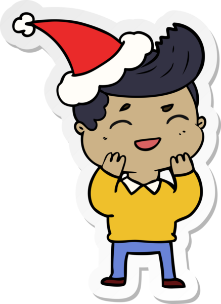 Bir insanın çizdiği Noel Baba şapkasıyla gülen bir adamın el yazısı.