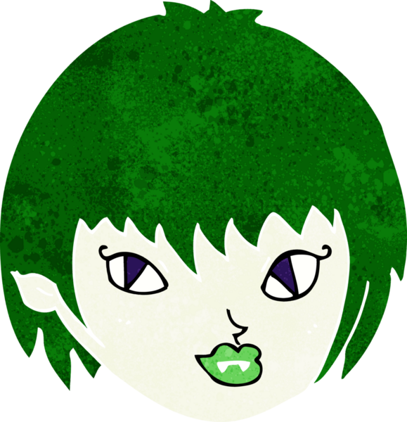 Bir insan tarafından çizilmiş vampir kız yüzü.