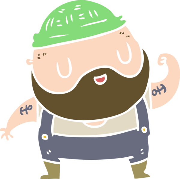 Bir insan tarafından çizilmiş düz renk karikatür iskele işçisi