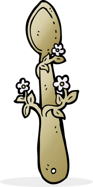 Bir insan tarafından çizilmiş tahta kaşık.