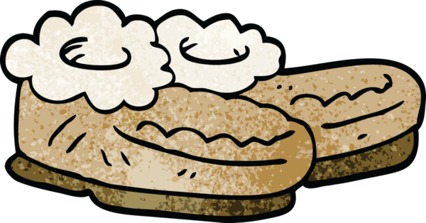 Bir insan tarafından çizilmiş rahat terlikler.