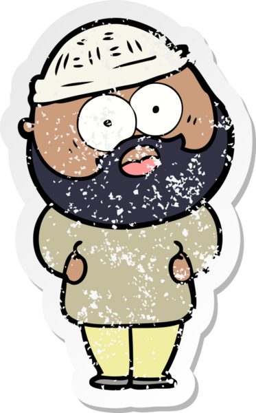 Bir insan tarafından çizilmiş sakallı bir adamın sıkıntılı çıkartması.