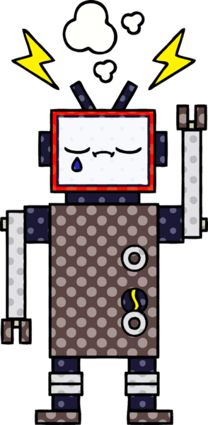 bir insan tarafından çizilmiş bir robotun çizgi roman tarzı