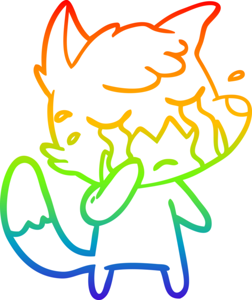 Bir insan tarafından çizilmiş ağlayan tilki çizgi filminin çizimi.