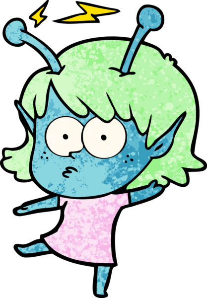 Bir insan tarafından çizilmiş uzaylı kız.