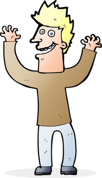 Bir insan tarafından çizilmiş heyecanlı bir çizgi film.