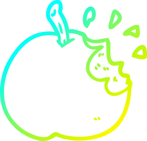 Bir insan tarafından çizilmiş taze bir elmanın soğuk gradyan çizgisi.