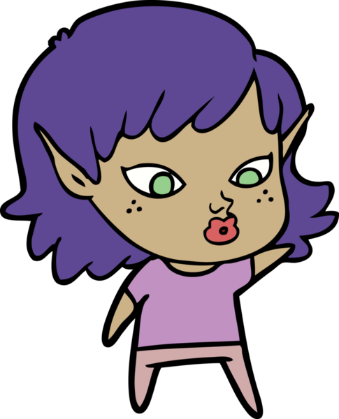 Bir insan tarafından çizilmiş güzel elf kızı.