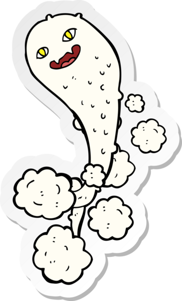 Bir insan tarafından çizilmiş ürkütücü bir hayaletin çıkartması.