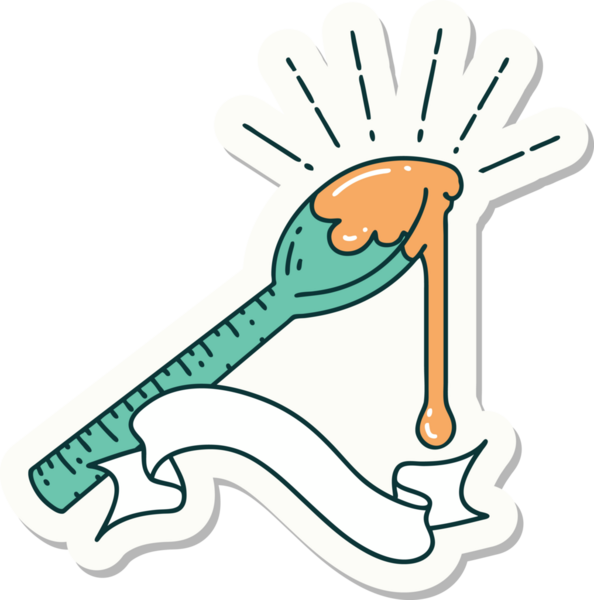 Bir insan tarafından çizilmiş bal dolu dövme stili çıkartması.