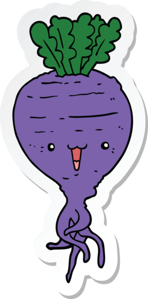 Bir insan tarafından çizilmiş karikatür şalgamının çıkartması.