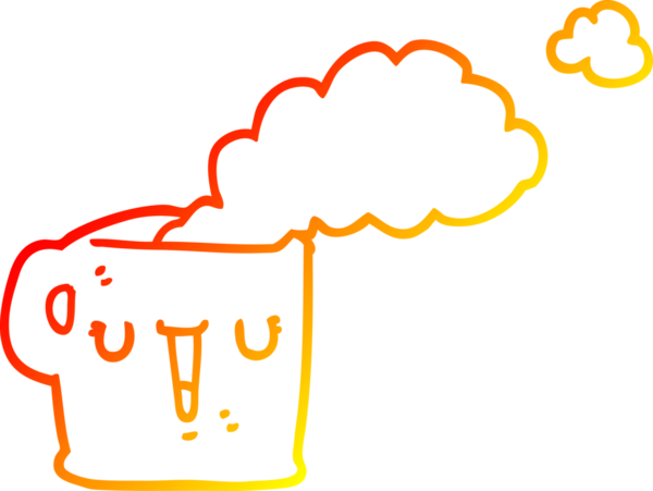 Bir insan tarafından çizilmiş sıcak bir fincan kahvenin sıcak çizgi çizimi