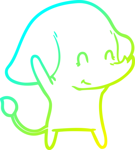 Bir insan tarafından çizilmiş şirin bir filin soğuk gradyan çizgisi